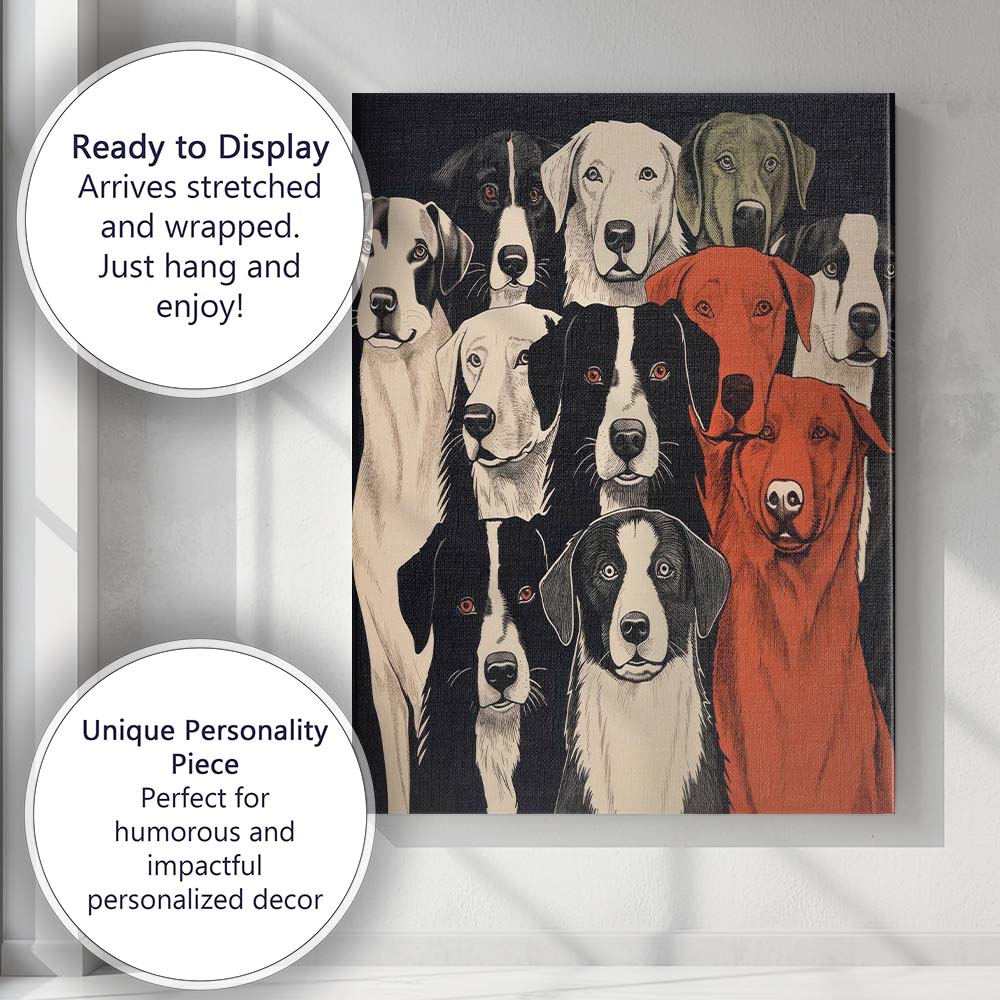 Modern Dog Breeds Portrait Collection Animal Illustration Canvas Wall Art Print Decor Picture Ready to Hang
