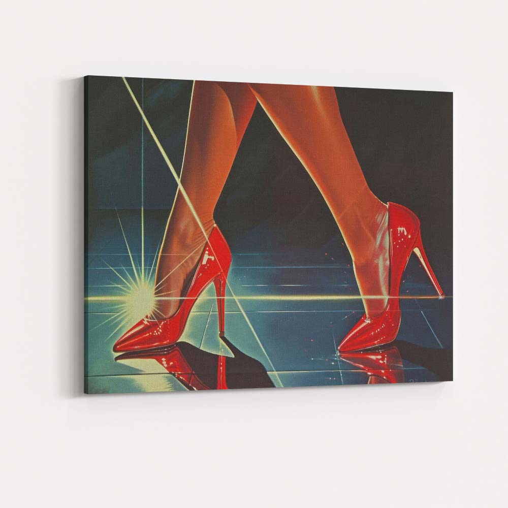 Elegant Red Patent Stiletto High Heels Fashion Illustration Canvas Wall Art Print Decor Picture Ready to Hang