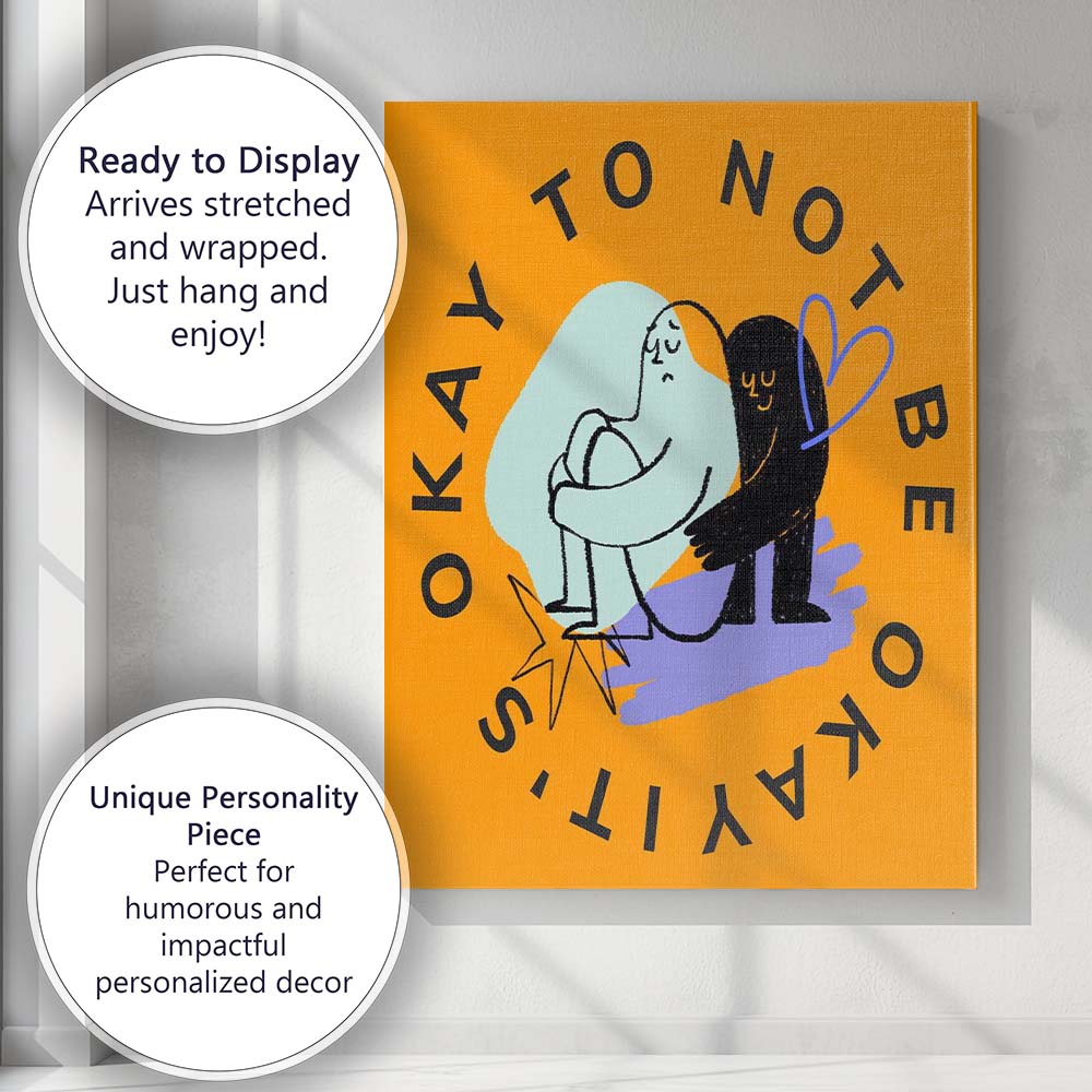 Kindness Empathy Mental Health Inspirational Typography Illustration Canvas Wall Art Print Decor Picture Ready to Hang