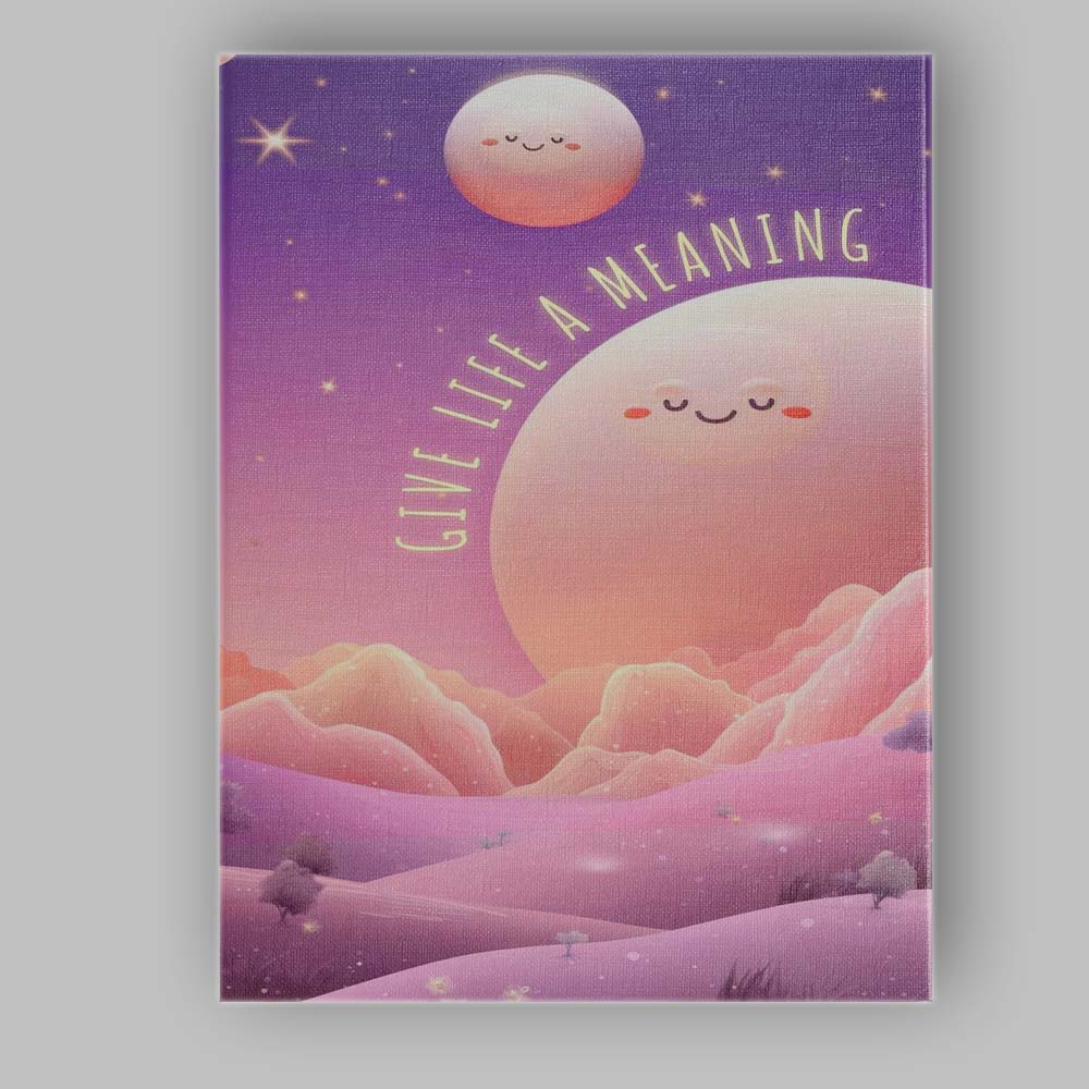 Cute Smiling Moon Give Life A Meaning Inspirational Landscape Canvas Wall Art Print Decor Picture Ready to Hang