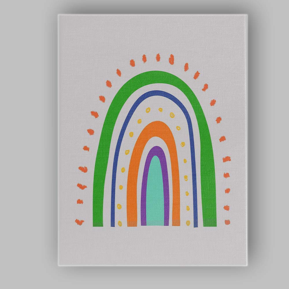 Colourful Boho Rainbow Minimalist Abstract Arch Illustration Canvas Wall Art Print Decor Picture Ready to Hang