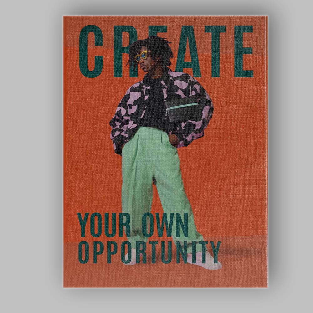 Create Your Own Opportunity Fashion Motivational Portrait Canvas Wall Art Print Decor Picture Ready to Hang