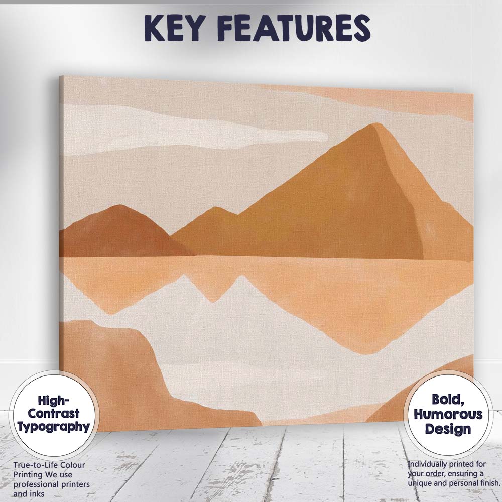 Minimalist Desert Mountain Landscape Abstract Canvas Wall Art Print Decor Picture Ready to Hang
