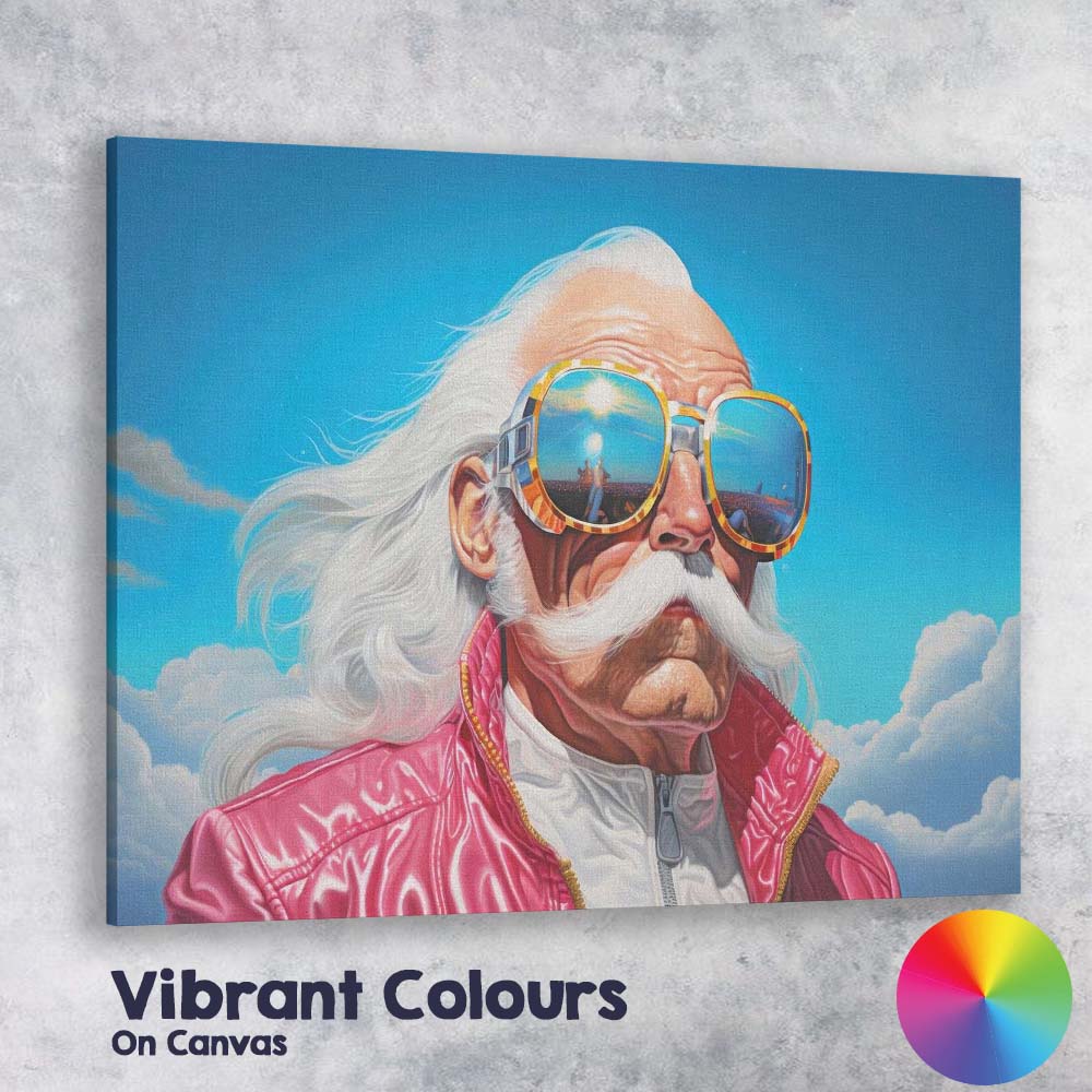 Stylish Elderly Gentleman in Pink Jacket Portrait Canvas Wall Art Print Decor Picture Ready to Hang