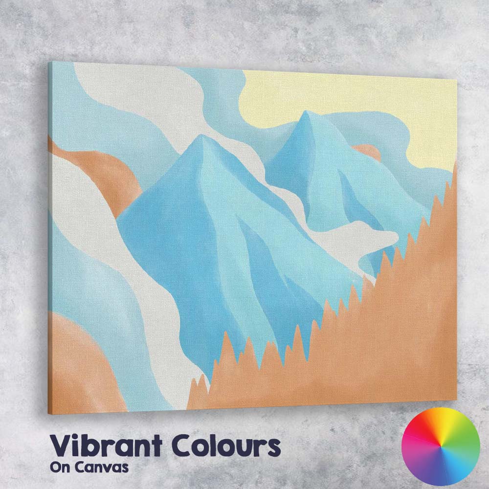 Abstract Blue Mountain Peaks Modern Landscape Canvas Wall Art Print Decor Picture Ready to Hang