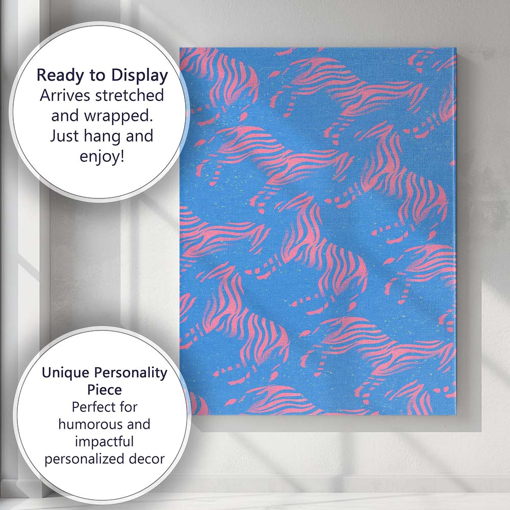 Pink Zebra Animal Print Tropical Pattern Canvas Wall Art Print Decor Picture Ready to Hang