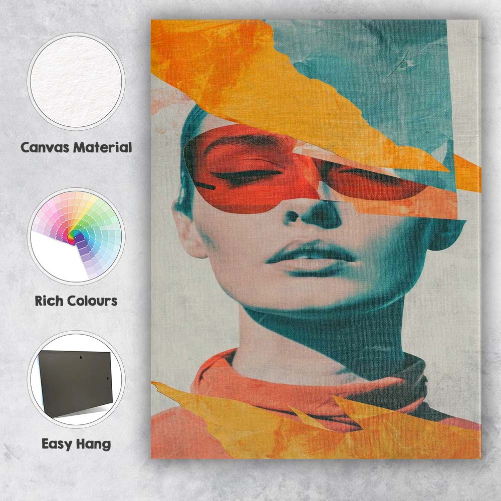 Contemporary Abstract Female Portrait Collage Canvas Wall Art Print Decor Picture Ready to Hang