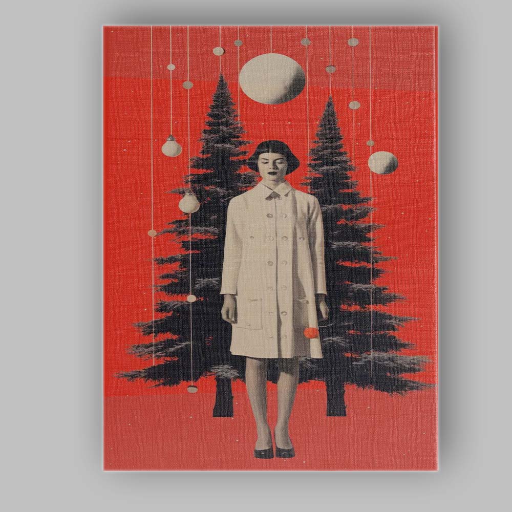 Surreal Woman Forest Moon Collage Contemporary Canvas Wall Art Print Decor Picture Ready to Hang