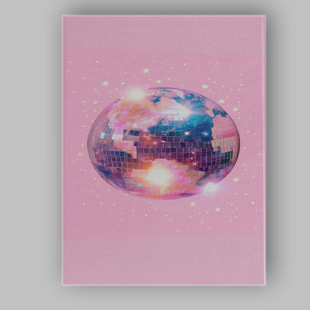 Pink Disco Ball Glitter Glam Aesthetic Minimalist Canvas Wall Art Print Decor Picture Ready to Hang
