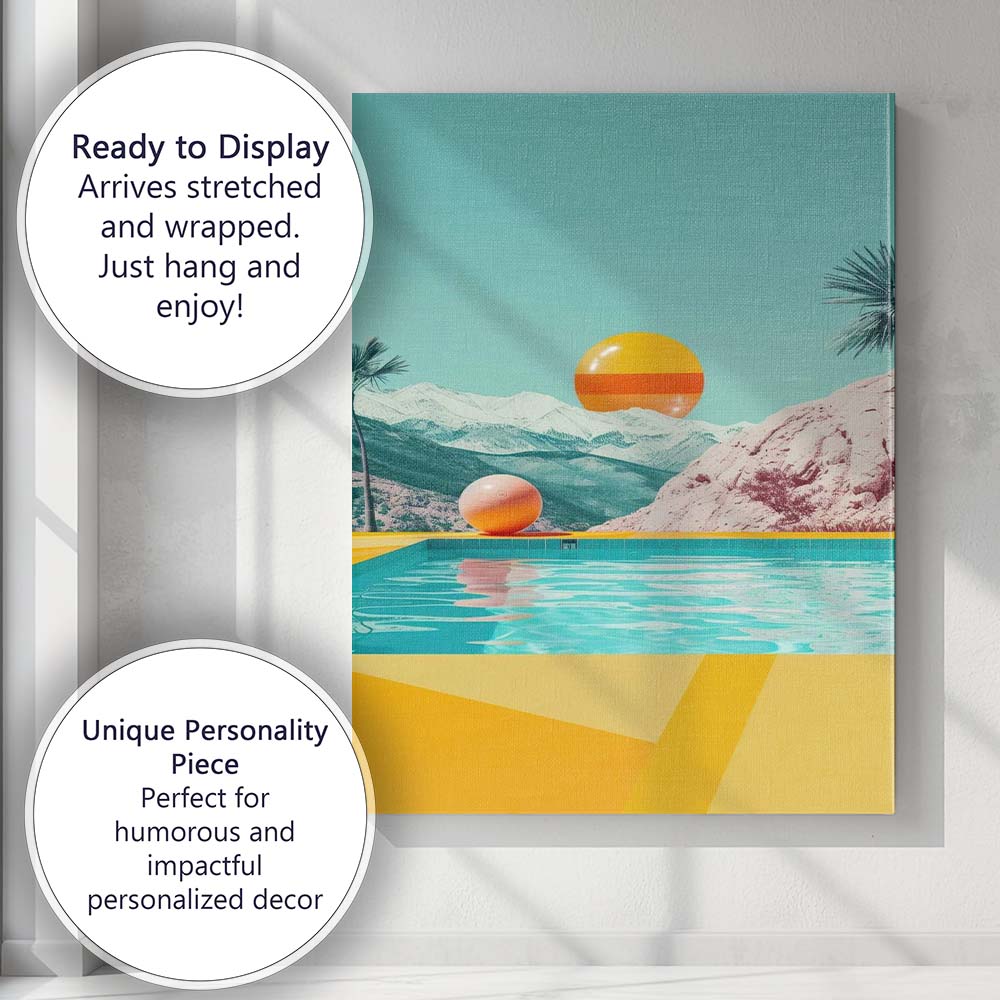 Luxury Mountain View Swimming Pool Contemporary Landscape Canvas Wall Art Print Decor Picture Ready to Hang