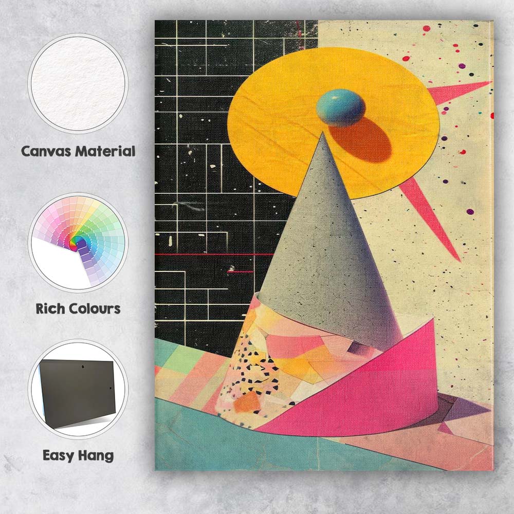 Colourful Abstract Geometric Shapes Mid Century Modern Canvas Wall Art Print Decor Picture Ready to Hang
