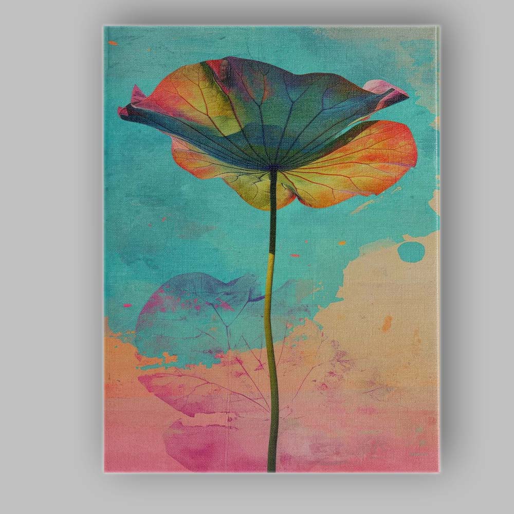 Colourful Watercolour Lotus Leaf Botanical Abstract Canvas Wall Art Print Decor Picture Ready to Hang