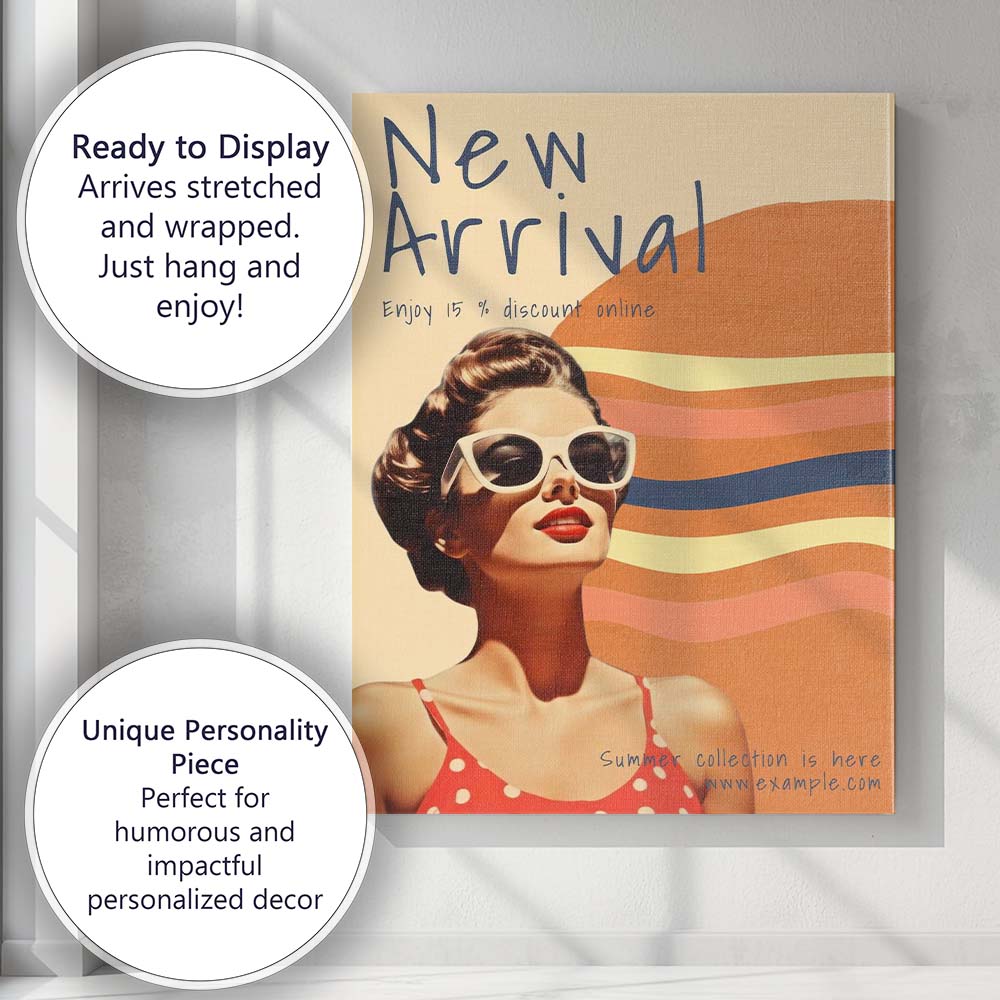 Retro Summer Fashion Woman Sunglasses Advertisement Poster Canvas Wall Art Print Decor Picture Ready to Hang