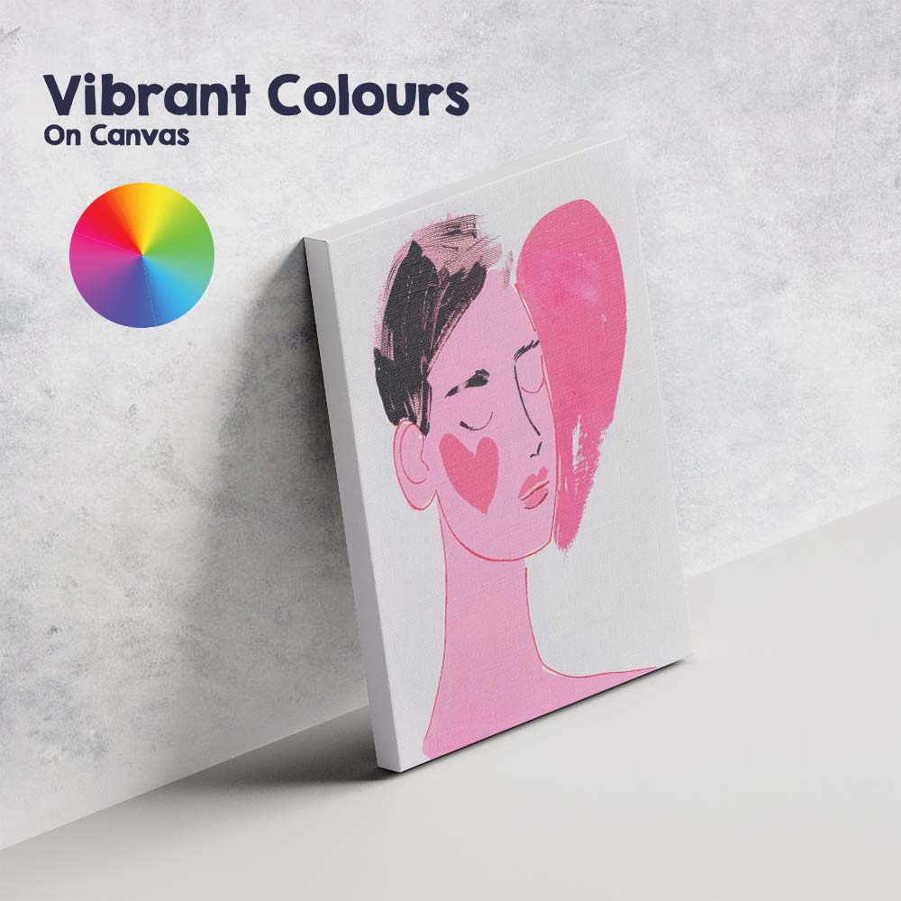 Minimalist Pink Abstract Female Face Contemporary Portrait Canvas Wall Art Print Decor Picture Ready to Hang