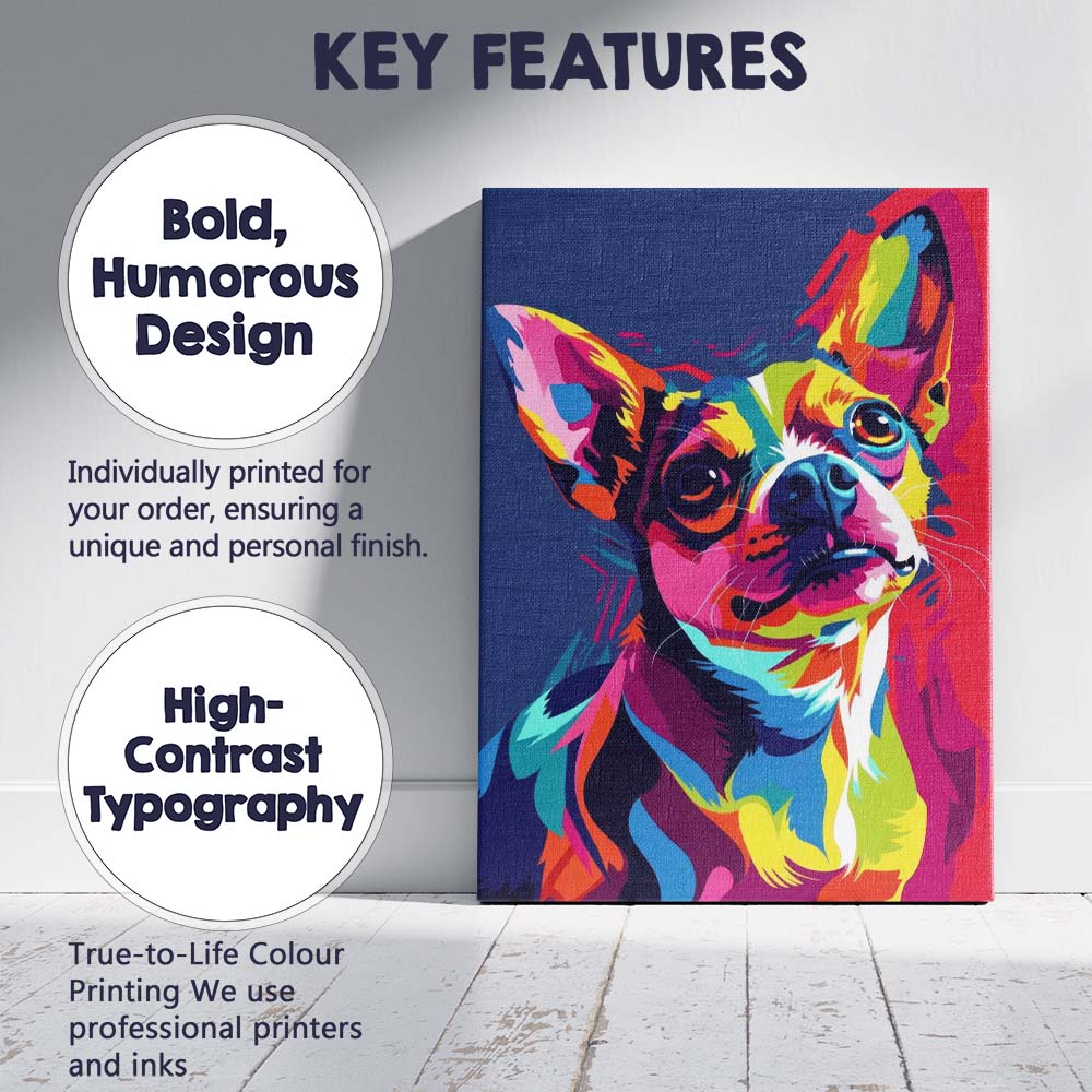 Vibrant Pop Art Boston Terrier Dog Portrait Canvas Wall Art Print Decor Picture Ready to Hang