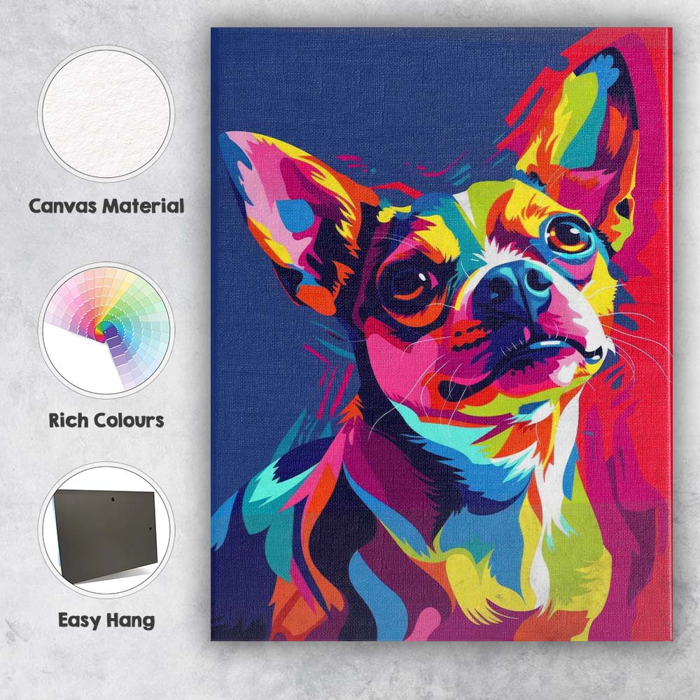 Vibrant Pop Art Boston Terrier Dog Portrait Canvas Wall Art Print Decor Picture Ready to Hang