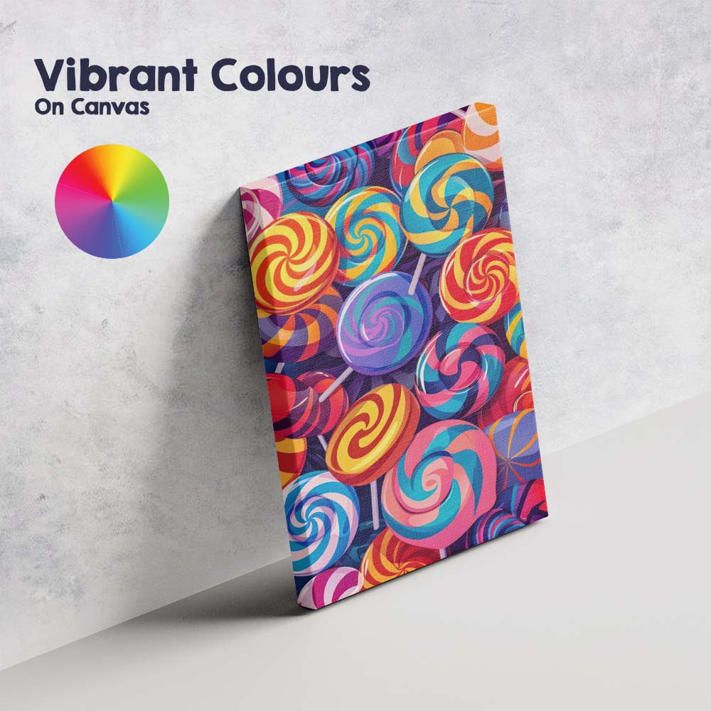 Colourful Swirl Lollipop Sweet Candy Pattern Canvas Wall Art Print Decor Picture Ready to Hang