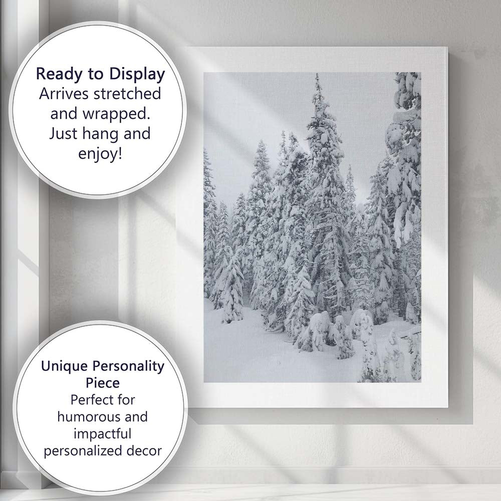 Snow Covered Evergreen Winter Forest Photography Canvas Wall Art Print Decor Picture Ready to Hang