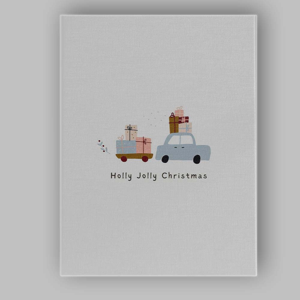 Scandinavian Holly Jolly Christmas Gift Truck Illustration Canvas Wall Art Print Decor Picture Ready to Hang