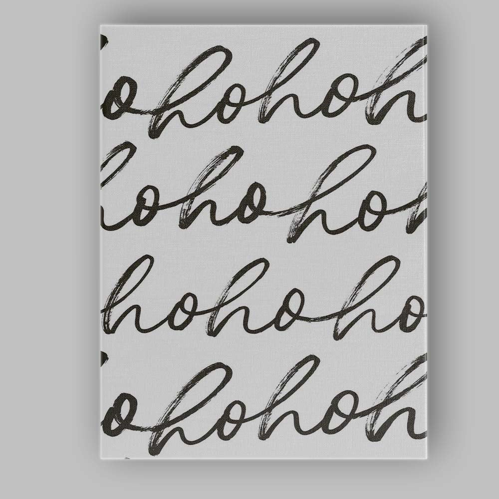 Modern Black Ho Ho Ho Hand Lettered Repeat Typography Canvas Wall Art Print Decor Picture Ready to Hang