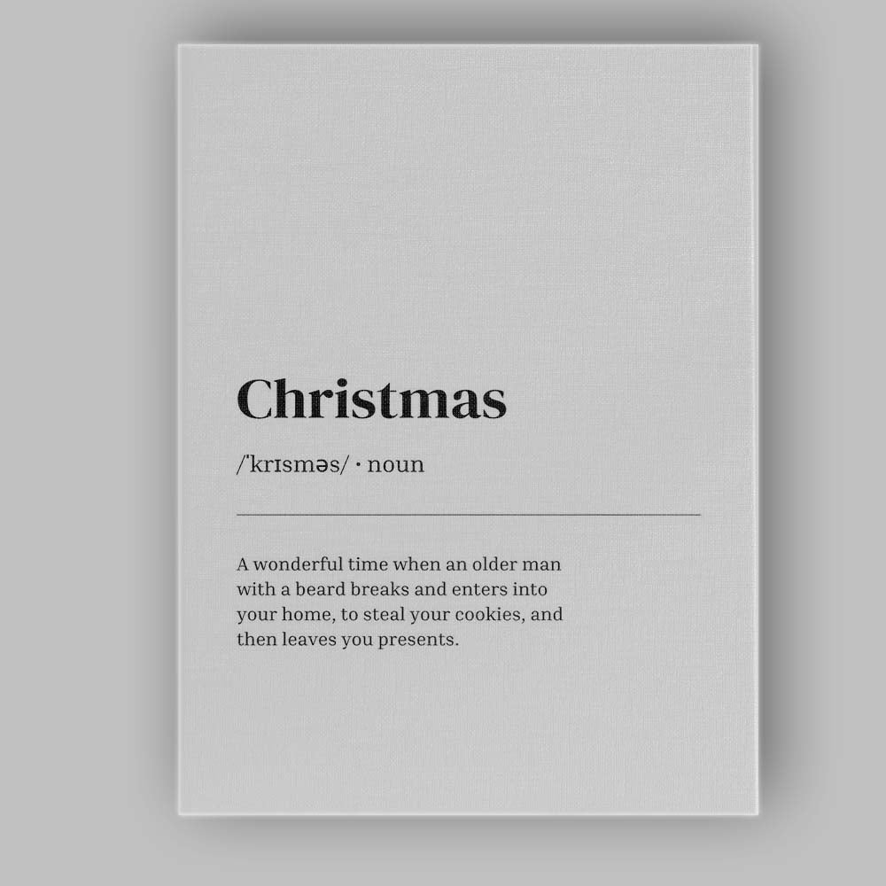 Minimalist Christmas Dictionary Definition Typography Quote Canvas Wall Art Print Decor Picture Ready to Hang
