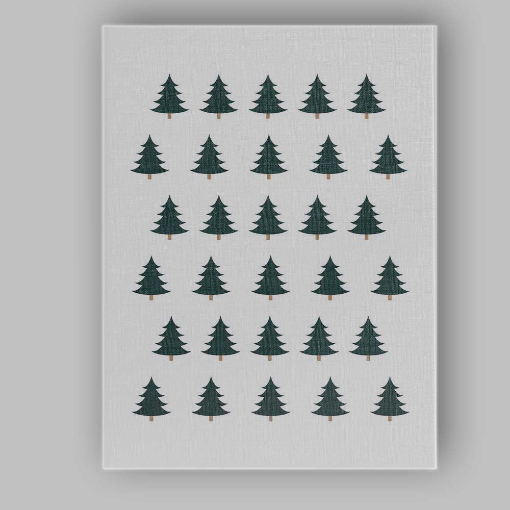 Minimalist Dark Green Christmas Tree Repeat Pattern Canvas Wall Art Print Decor Picture Ready to Hang