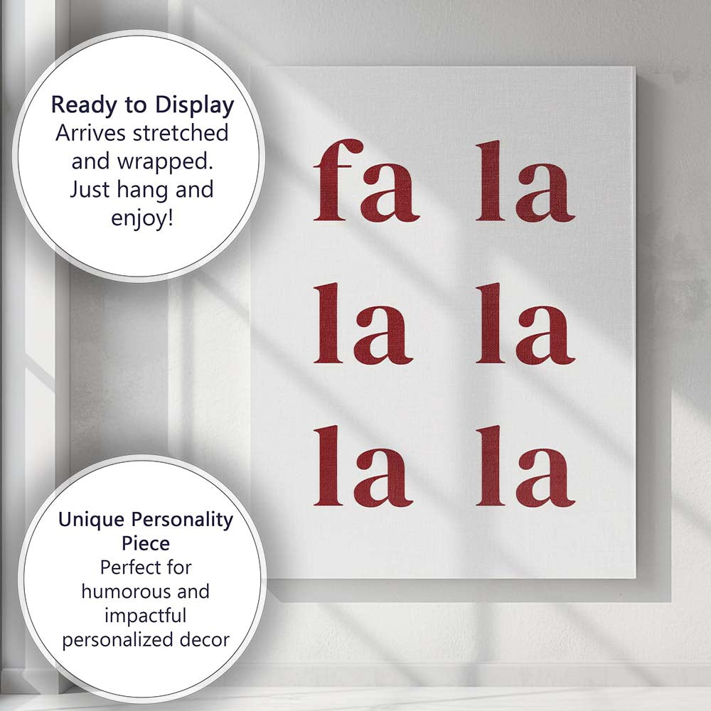 Scandinavian Fa La La Christmas Typography Print Canvas Wall Art Print Decor Picture Ready to Hang