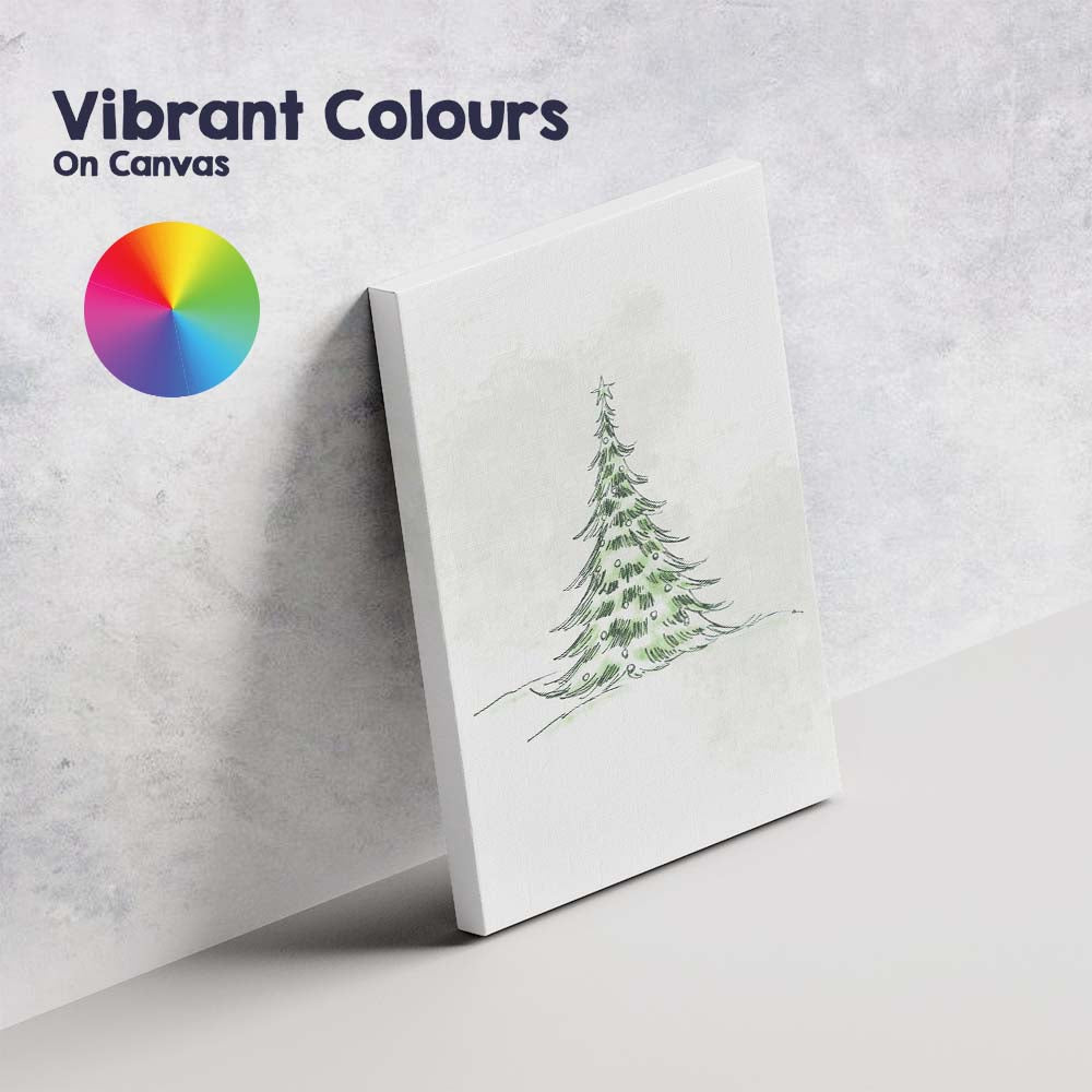 Minimalist Green Christmas Tree Watercolour Sketch Canvas Wall Art Print Decor Picture Ready to Hang
