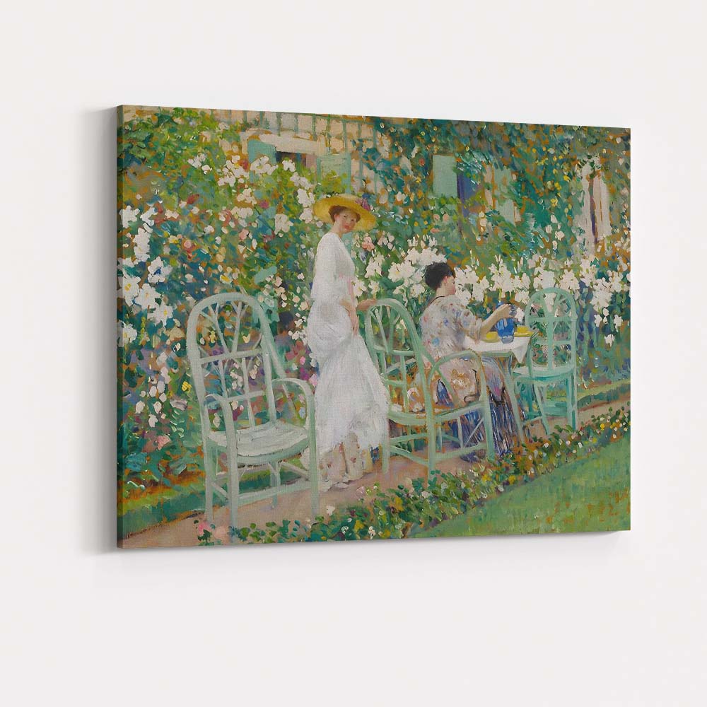 Elegant Garden Tea Party Impressionist Floral Terrace Scene Canvas Wall Art Print Decor Picture Ready to Hang