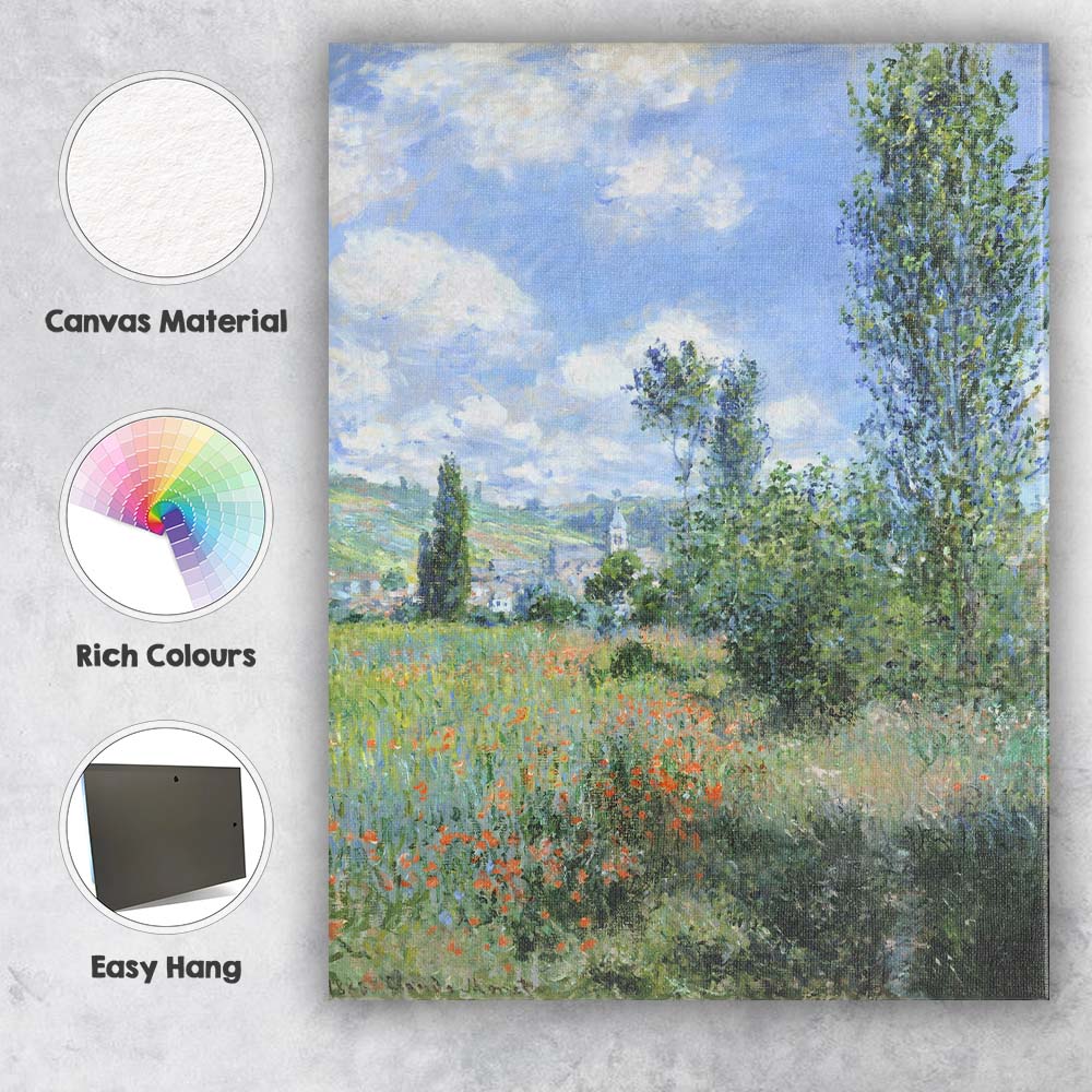 Summer Meadow Wildflower Countryside Impressionist Landscape Canvas Wall Art Print Decor Picture Ready to Hang
