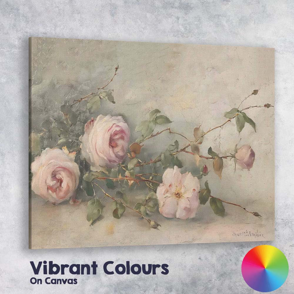 Soft Pink Rose Botanical Still Life Painting Canvas Wall Art Print Decor Picture Ready to Hang