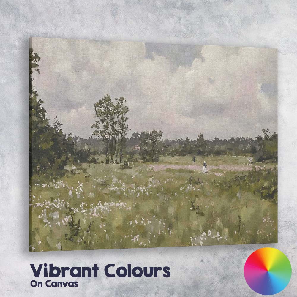 Wildflower Meadow Countryside Landscape Impressionist Canvas Wall Art Print Decor Picture Ready to Hang