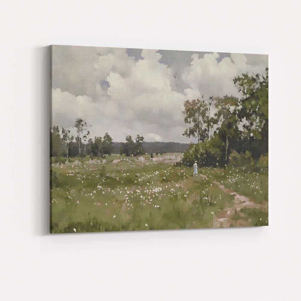 Wildflower Meadow Country Path Soft Impressionist Landscape Canvas Wall Art Print Decor Picture Ready to Hang