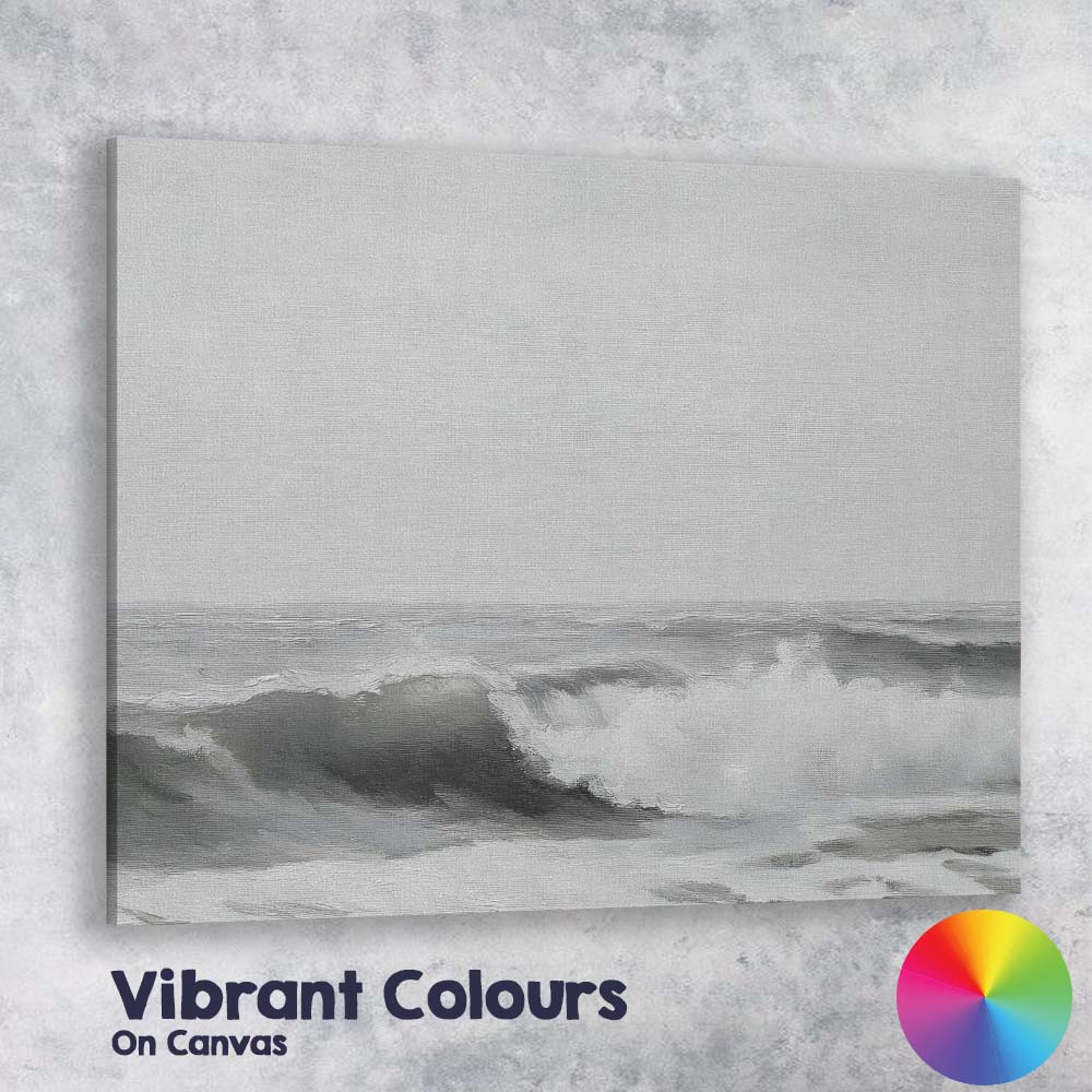 Minimalist Monochrome Ocean Waves Coastal Seascape Canvas Wall Art Print Decor Picture Ready to Hang
