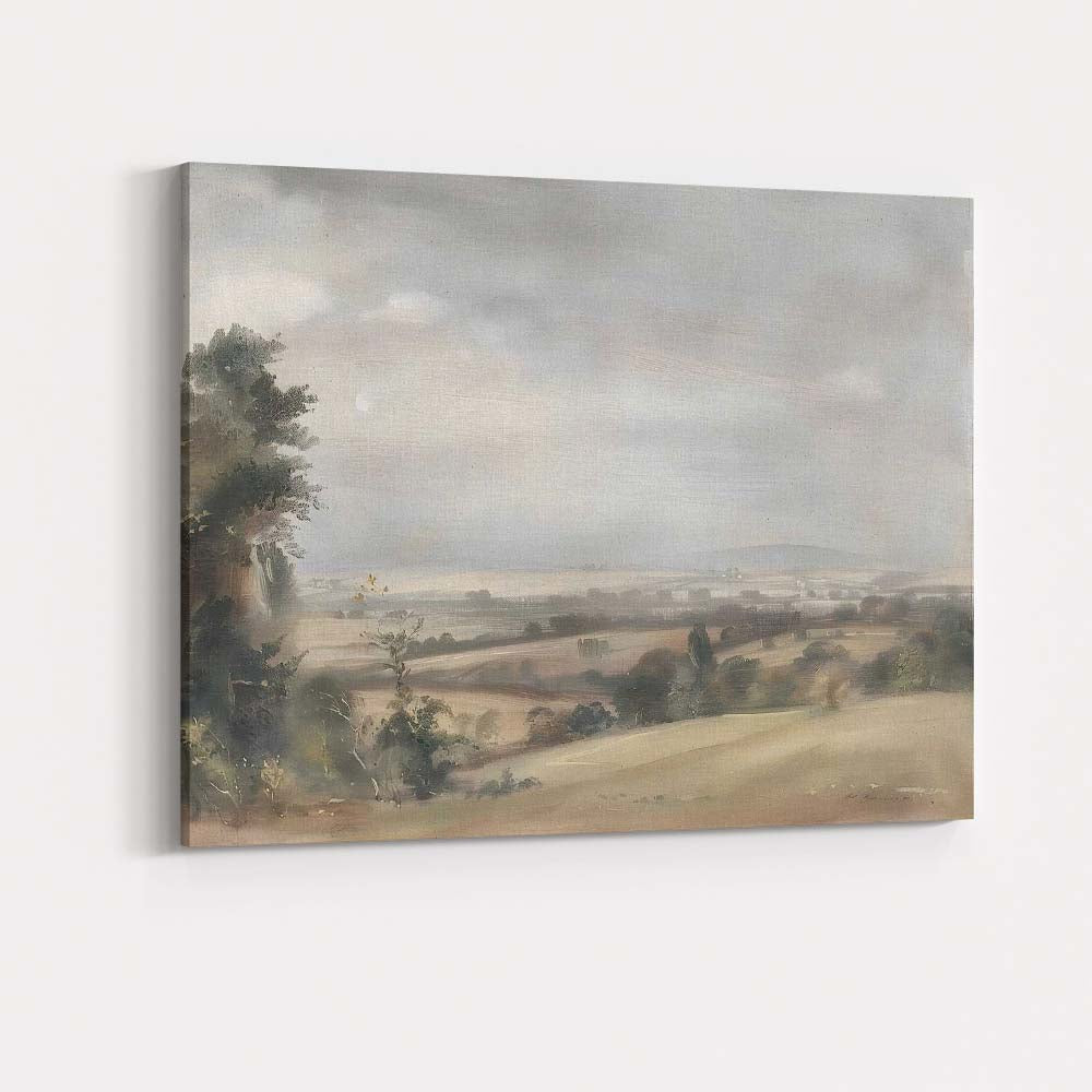 Muted Countryside Landscape Misty Horizon Watercolour Canvas Wall Art Print Decor Picture Ready to Hang