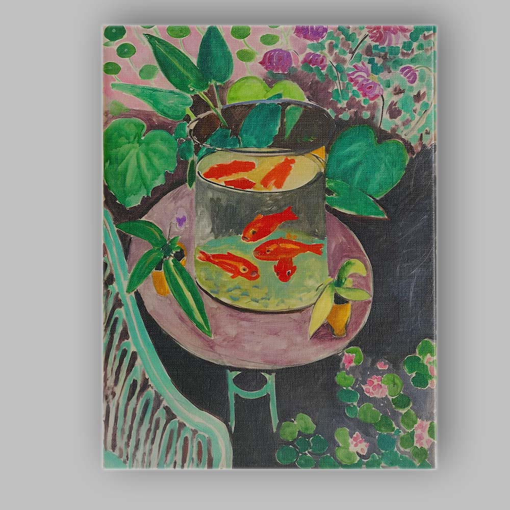 Colourful Goldfish Bowl Botanical Garden Still Life Canvas Wall Art Print Decor Picture Ready to Hang
