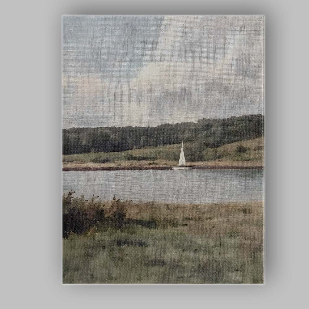 Peaceful Lakeside Sailboat Countryside Landscape Canvas Wall Art Print Decor Picture Ready to Hang
