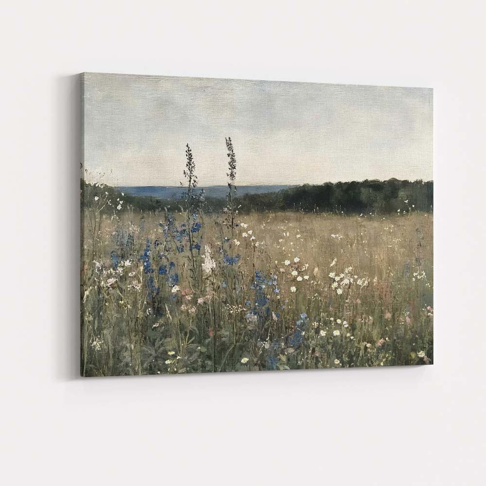 Soft Wildflower Meadow Country Landscape Canvas Wall Art Print Decor Picture Ready to Hang