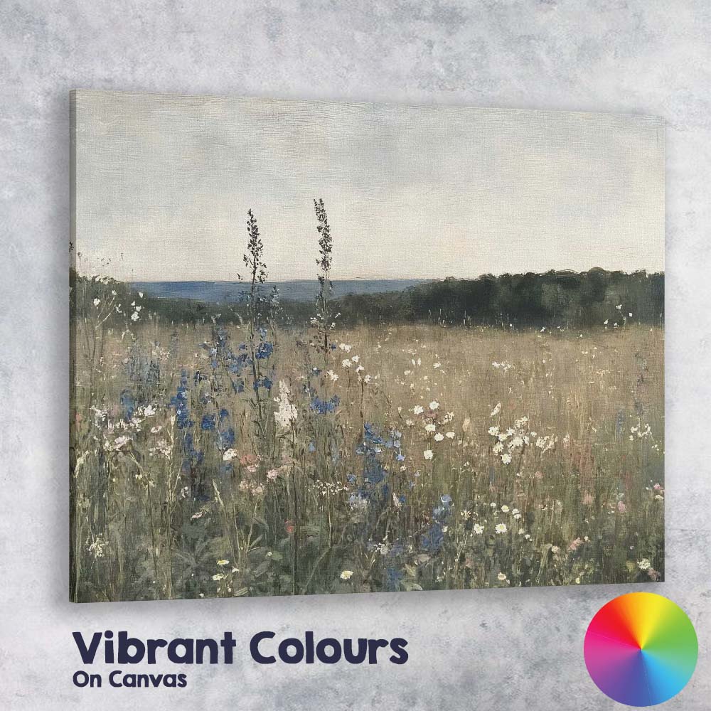 Soft Wildflower Meadow Country Landscape Canvas Wall Art Print Decor Picture Ready to Hang