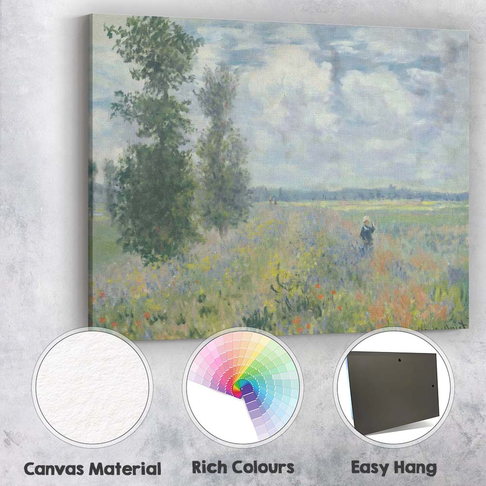 Impressionist Wildflower Meadow Country Landscape Canvas Wall Art Print Decor Picture Ready to Hang