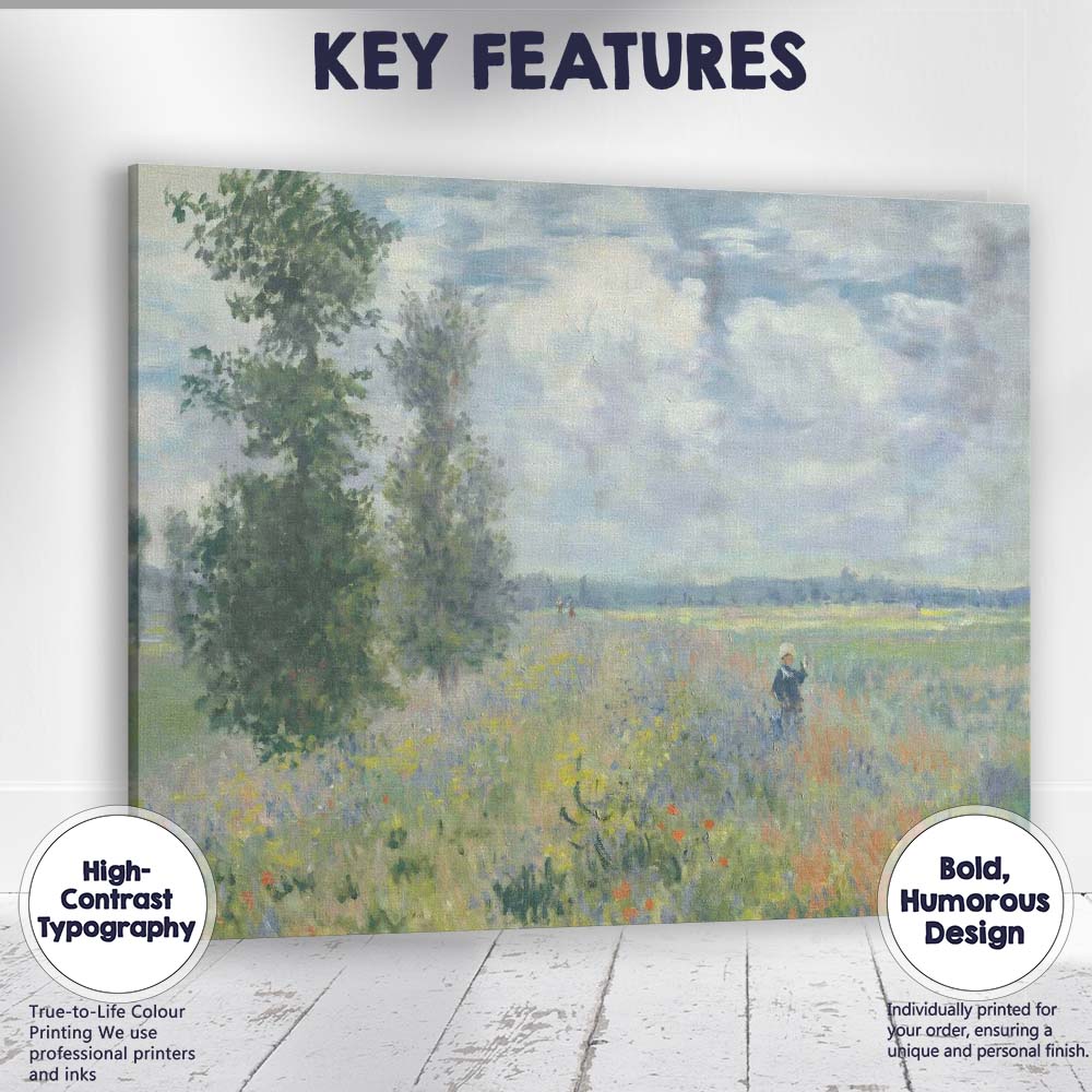Impressionist Wildflower Meadow Country Landscape Canvas Wall Art Print Decor Picture Ready to Hang