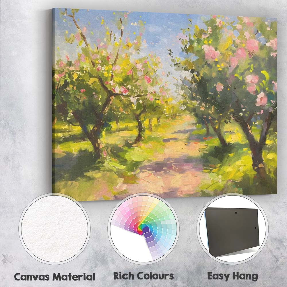 Spring Blossom Orchard Country Path Impressionist Canvas Wall Art Print Decor Picture Ready to Hang