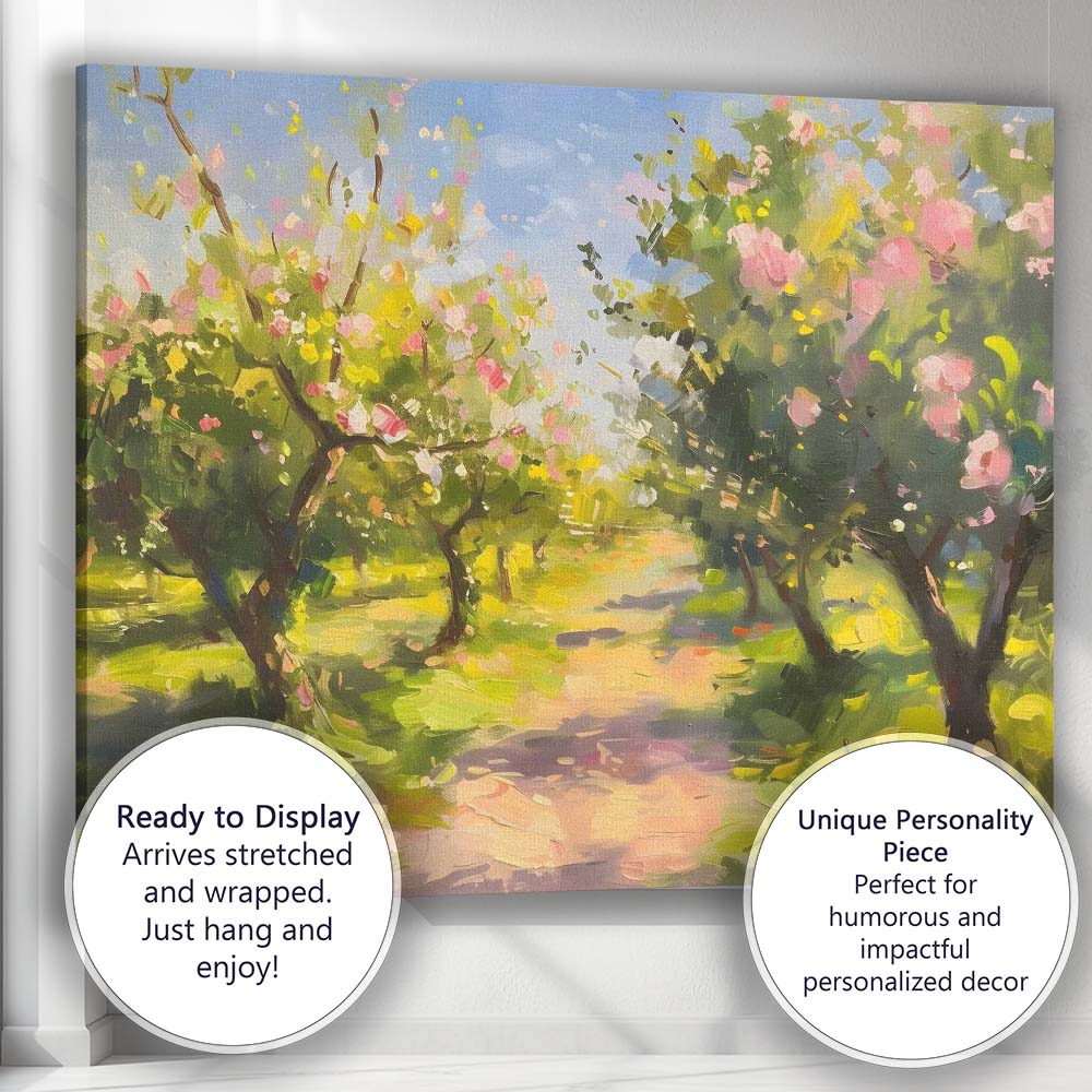 Spring Blossom Orchard Country Path Impressionist Canvas Wall Art Print Decor Picture Ready to Hang