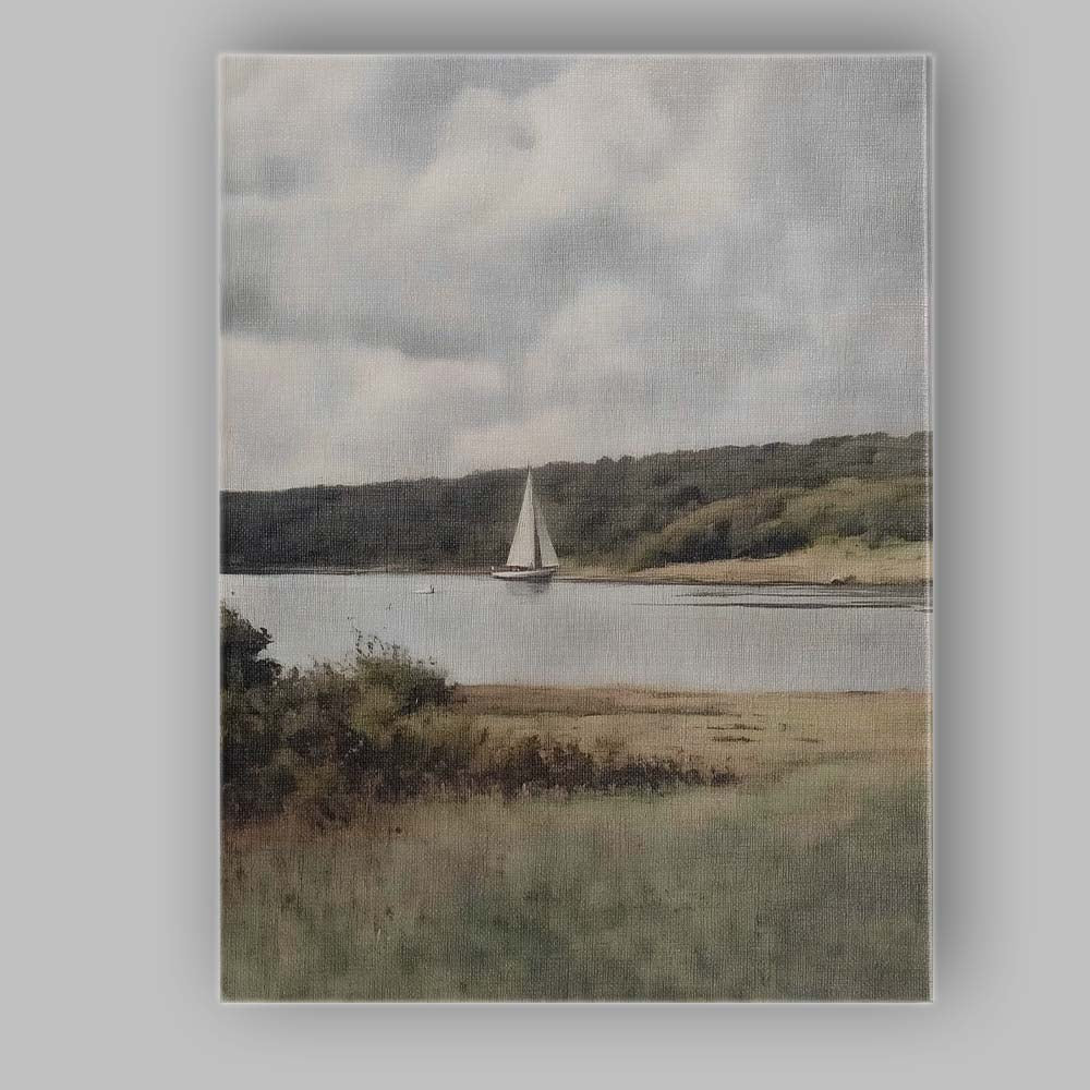 Tranquil Lakeside Sailboat Countryside Landscape Canvas Wall Art Print Decor Picture Ready to Hang