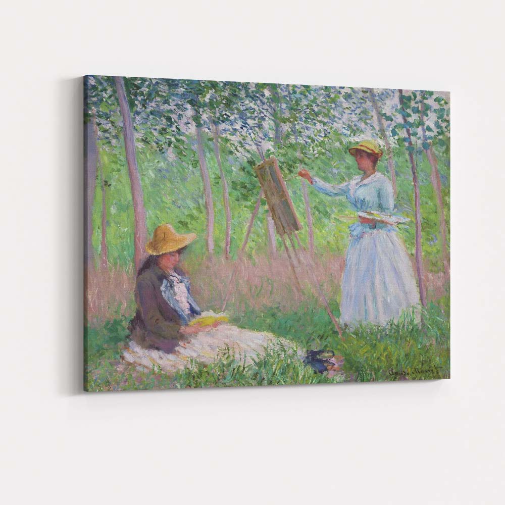 Impressionist Lady Painting En Plein Air Garden Scene Canvas Wall Art Print Decor Picture Ready to Hang