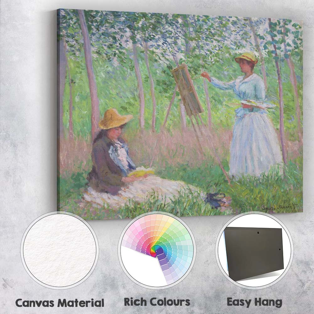Impressionist Lady Painting En Plein Air Garden Scene Canvas Wall Art Print Decor Picture Ready to Hang