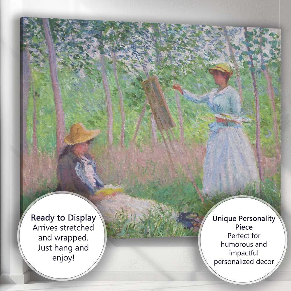 Impressionist Lady Painting En Plein Air Garden Scene Canvas Wall Art Print Decor Picture Ready to Hang