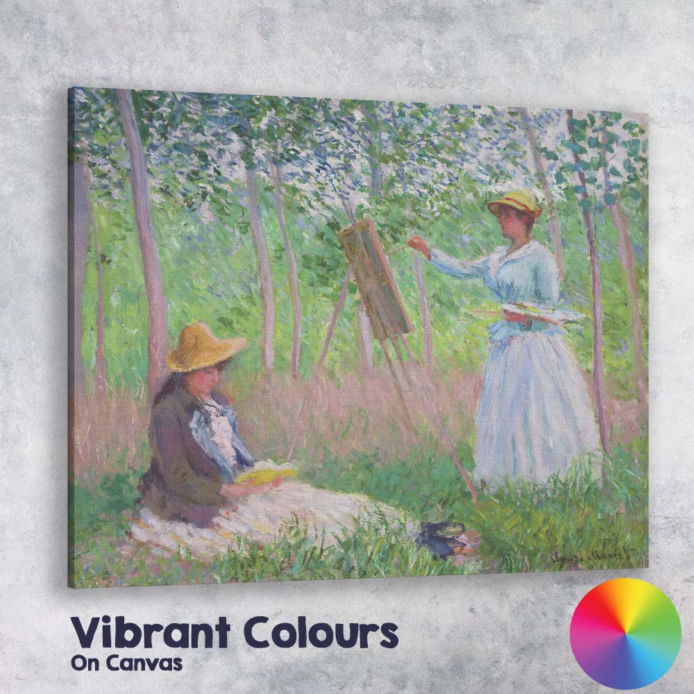 Impressionist Lady Painting En Plein Air Garden Scene Canvas Wall Art Print Decor Picture Ready to Hang