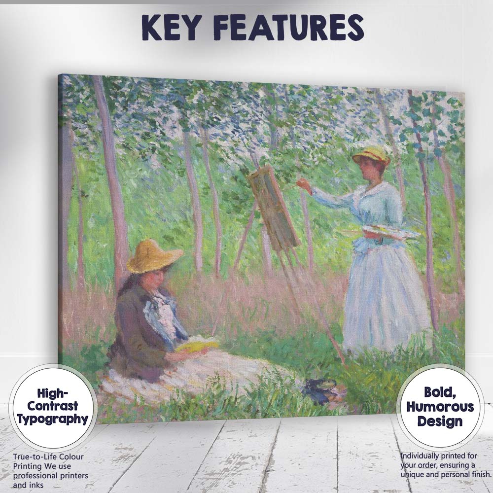 Impressionist Lady Painting En Plein Air Garden Scene Canvas Wall Art Print Decor Picture Ready to Hang