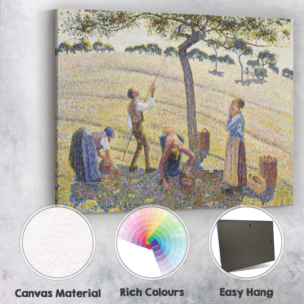 Pointillist Orchard Harvest Rural Countryside Scene Canvas Wall Art Print Decor Picture Ready to Hang